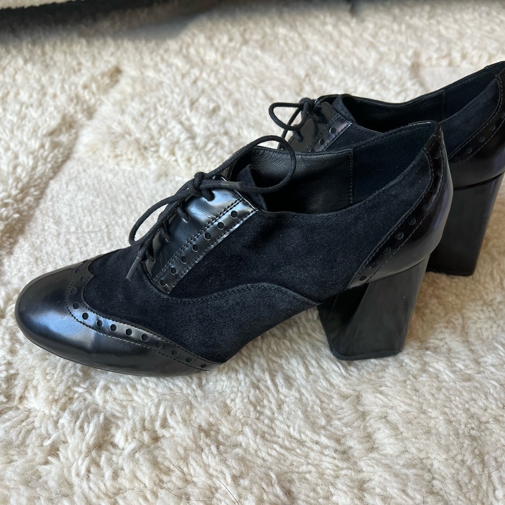 GEOX Italian genuine leather Oxford Heels - Black - Picture 3 of 10